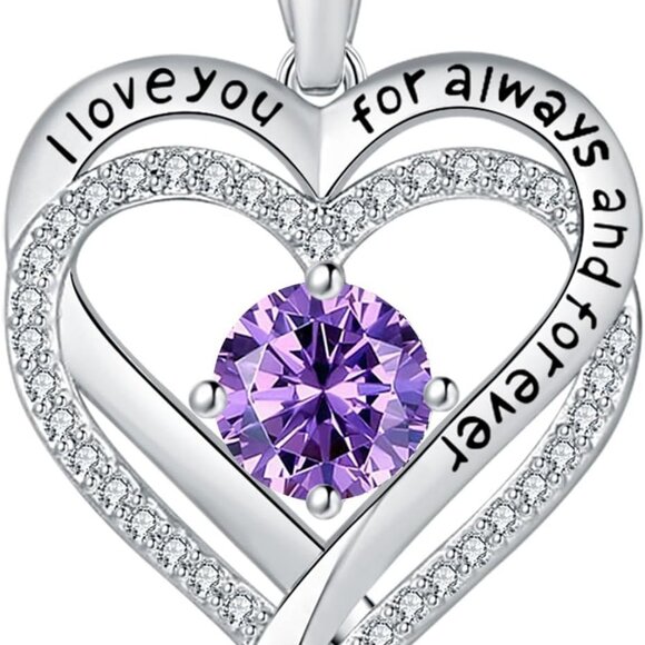 Jewelry for Women Wife Infinity Heart Birthstone I Love You Necklace S925 Annive